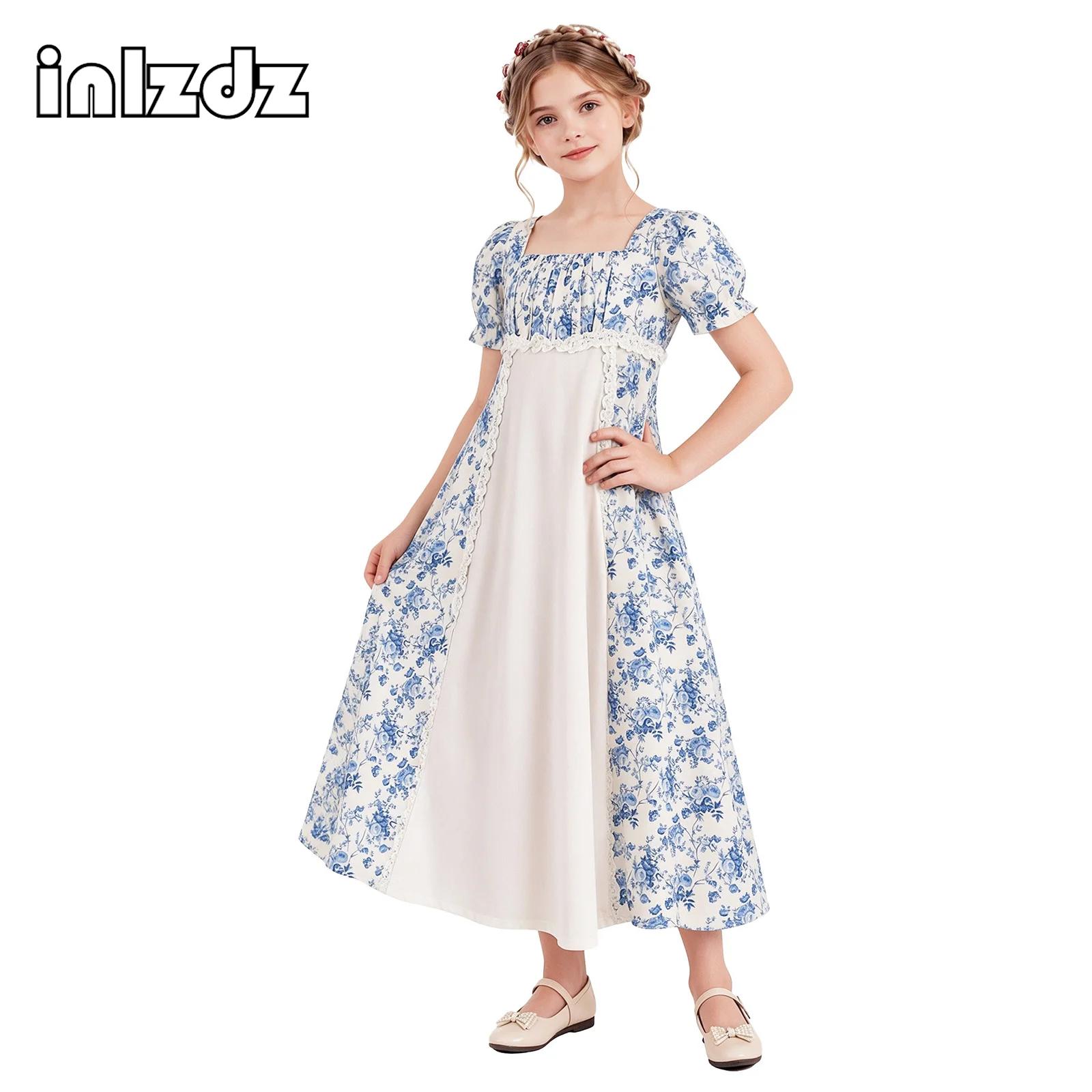 Lace Dress - Kindermeisjes Renaissance Middeleeuwse Jurk met Vierkante