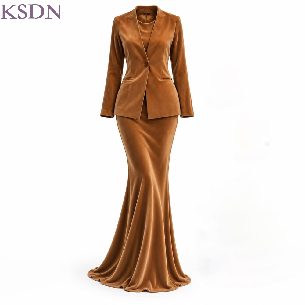 Formal Skirt - Modieuze fluwelen damespakken, elegante jas met