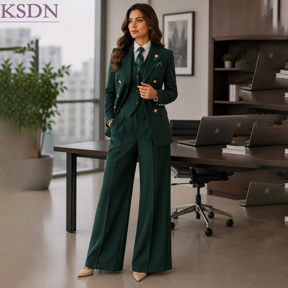 Womens Blazer - Formele groene damespakken voor zakelijk gebruik,