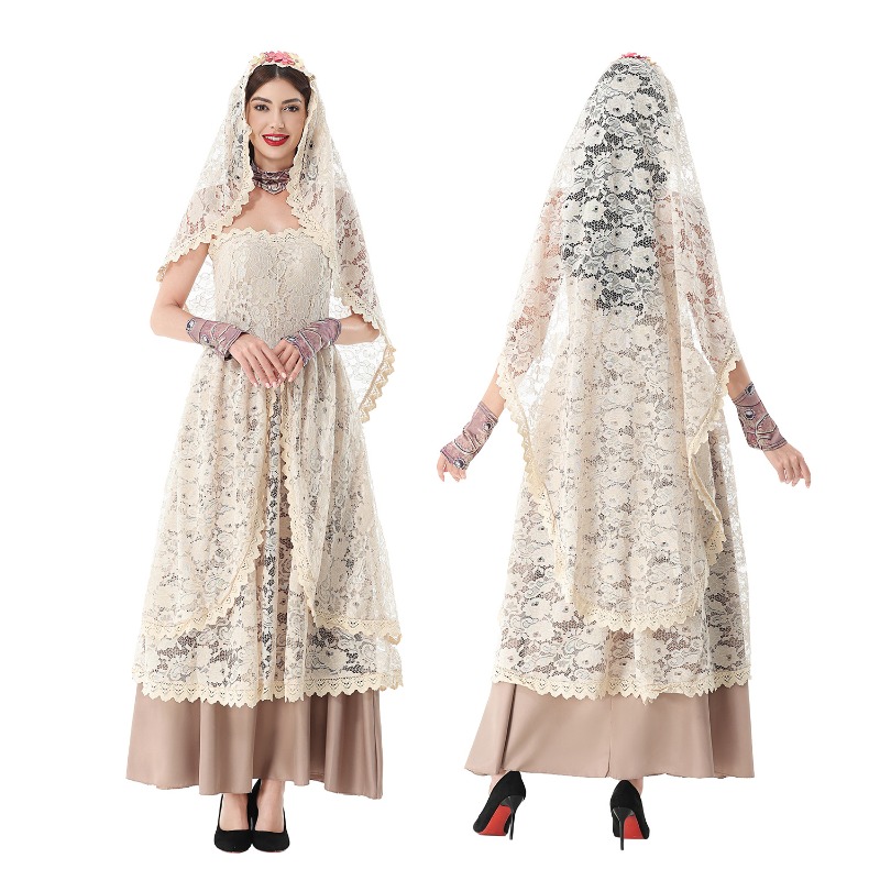 Lace Dress - Vintage kanten maxi-jurk voor dames, met