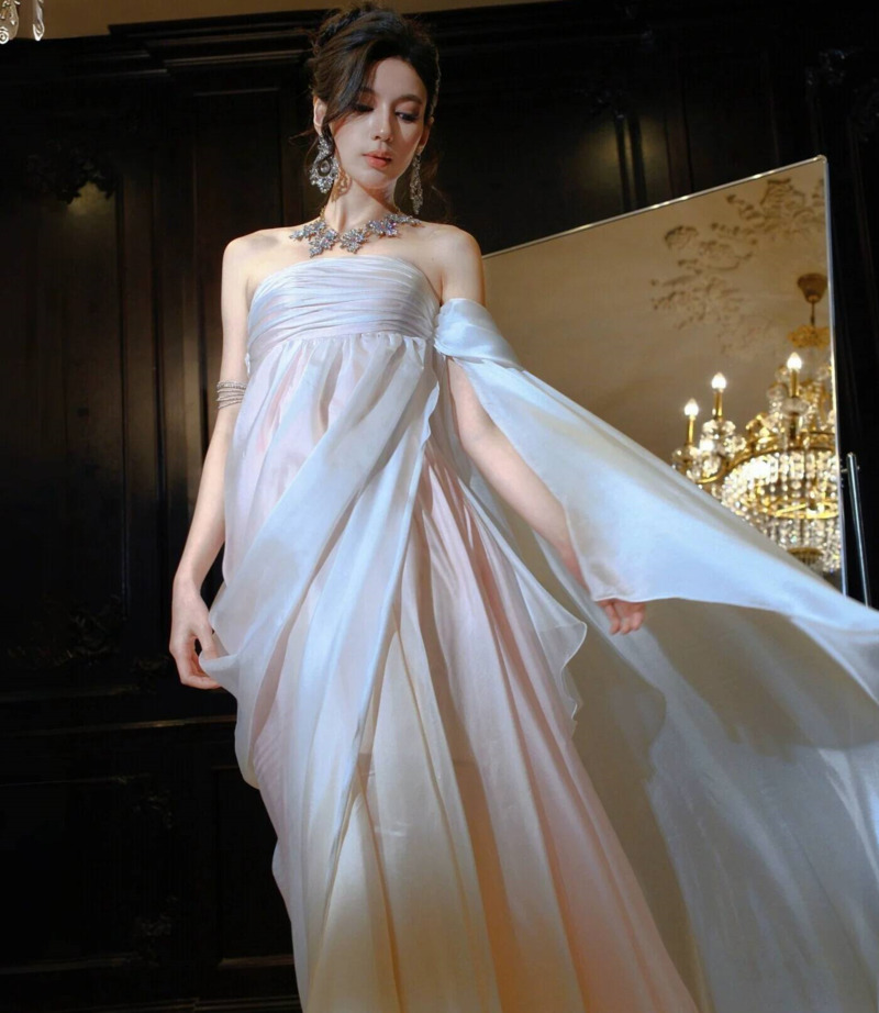 Formal Dress - Strapless zwierige chiffon avondjurk voor dames,
