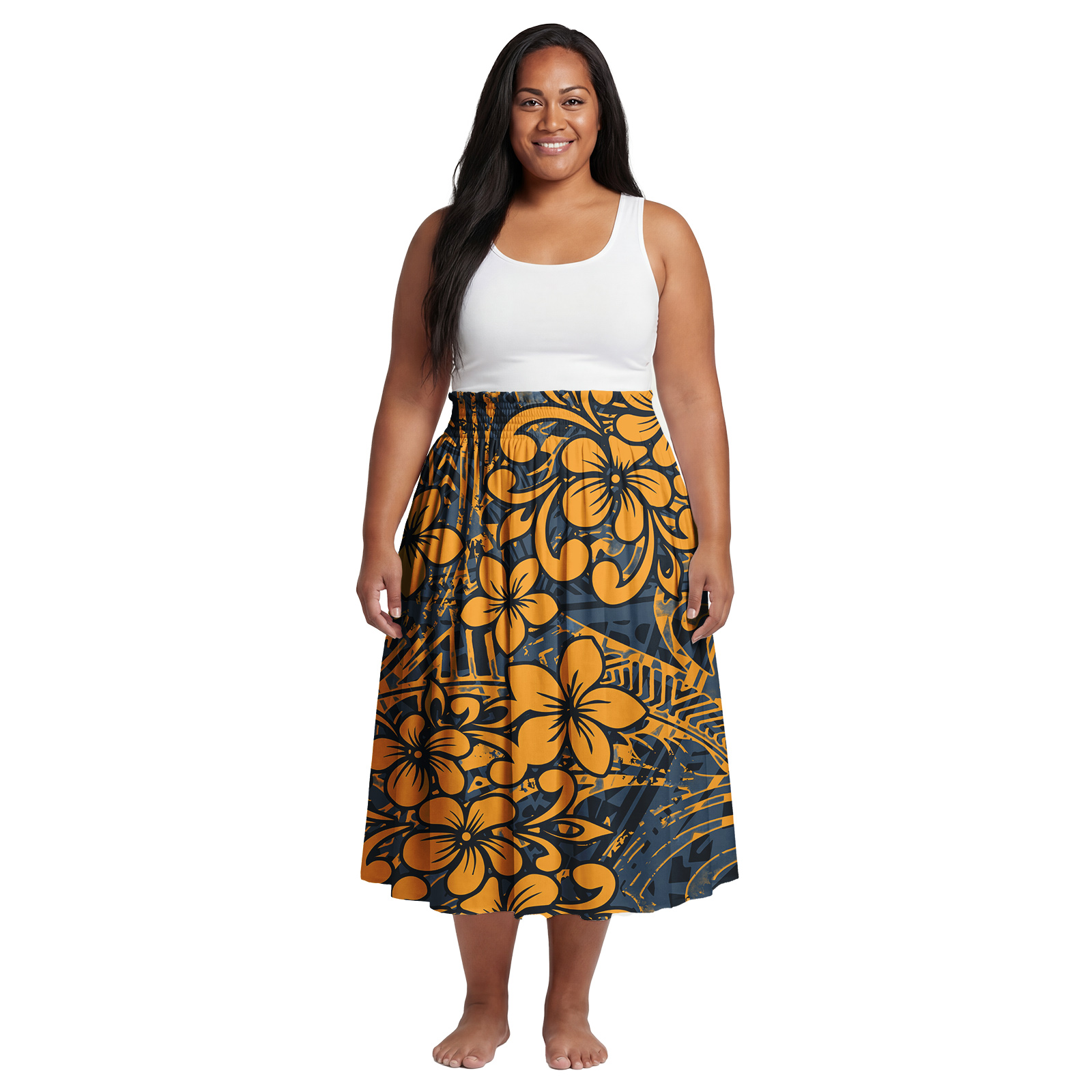 Midi Dress - Prachtige bloemenprint op maat gemaakte kleding