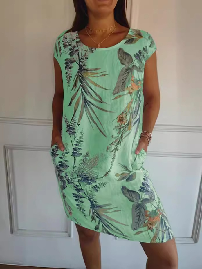 Midi Dress - Dames zomerjurk van katoen en linnen,