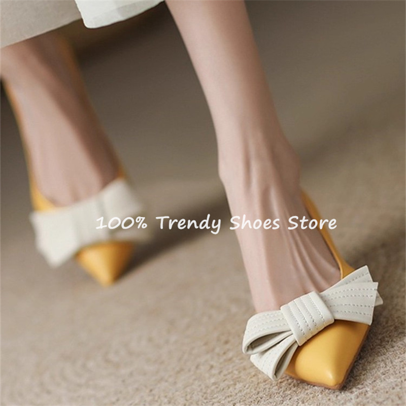 Womens Heels - Vlinder Knoop Decor Vrouwen Slip-On Pompen