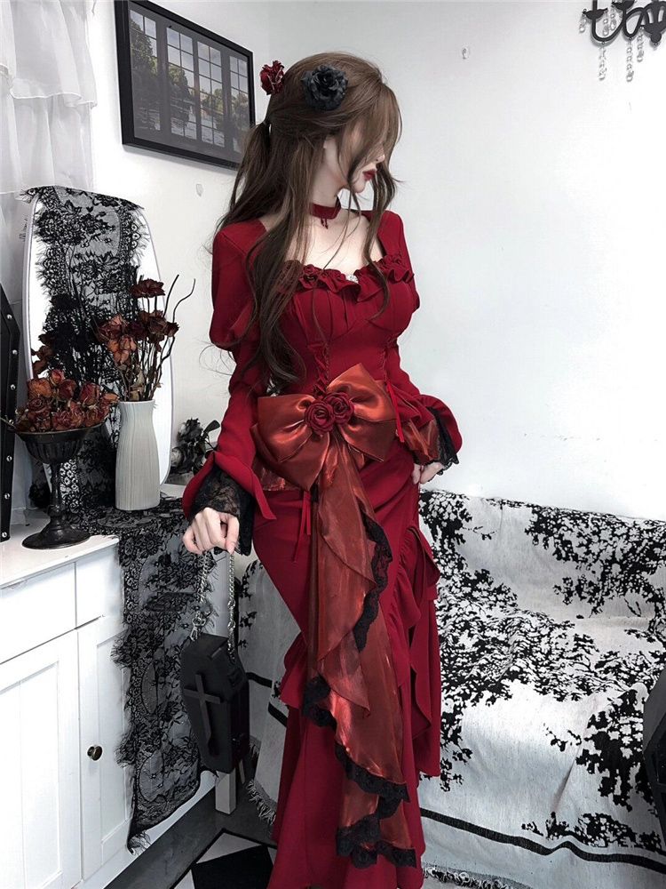 Lente Rode Vintage Jurk Vrouwe - Women'S Red Formal Wear recensie en prijs