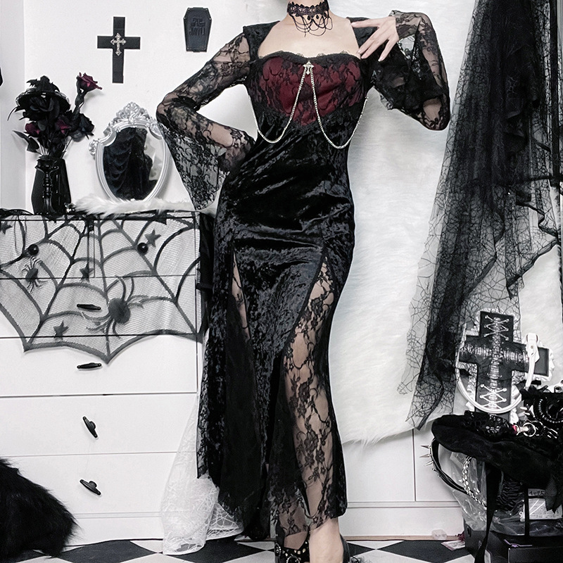 Dames Goth Donker Elegante Avo - Midi Dress recensie en prijs